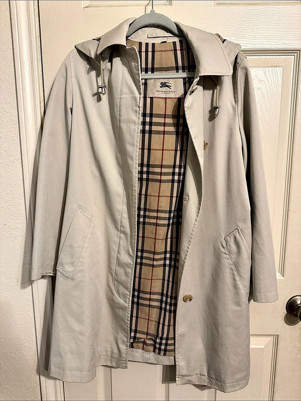 Burberry London Natasha Hooded Trench Coat London Plaid Hooded Trench Coat 2R